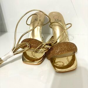 Brand New Gold Tie Up Heels